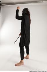 Woman Adult Athletic White Fighting with sword Standing poses Coat